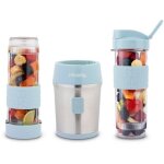Mini blender - smoo16 - 300 w - 570 ml - bleu pastel - 2 gourdes incluses