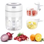 Mini �lectrique hachoir � oignons avec 2 tasses, multi mixeur electrique de cuisine hachoir 250ml + 100ml, ...
