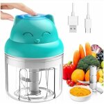 Mini hachoir lectrique multi moulinette, 250ml mixer blender avec design acier inoxydable 3 lames, presse ...