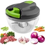 Mini hachoir manuel cuisine, 520 ml coupe oignon manuel avec cordon de tirage, mixeur manuel avec 3 lames ...