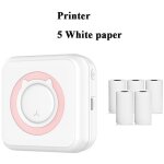 Mini imprimante, imprimante photo de poche portable sans encre avec 5 rouleaux de papier thermique pour ...