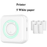 Mini imprimante, imprimante photo de poche portable sans encre avec 5 rouleaux de papier thermique pour ...