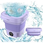 Mini machine  laver portable 8l, mini machine  laver pliable avec essorage, seau  linge pliable, lave ...