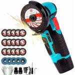 Mini meuleuse d'angle sans fil 500 w 12 v + 2 batteries + 5 disques  lamelles + 15 disques abrasifs