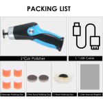 Mini polisseuse 60 w avec c�ble de chargement usb, vitesse variable 8500 tr / min, outil de nettoyage, ...