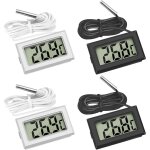Mini thermom�tre num�rique lcd pour r�frig�rateur, cong�lateur, aquarium - noir et blanc (lot de 4)
