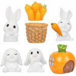 Miniature lapin ornement, 7 pcs mini figurine lapin, lapin de paques carottes maison, pour f�e jardin ...