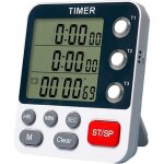 Minuteur de cuisine num�rique double, 3 canaux avec compte � rebours / compte � rebours, minuterie de ...