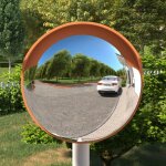Miroir de traffic convexe ext�rieur miroir de s�curit� orange �30 cm polycarbonate 72696