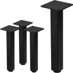 Ml - design - lot de 4 pieds de table i - design 30 cm, noir brillant, en acier laqu�, carr�, profil ...