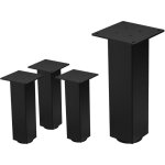 Ml - design - lot de 4 pieds de table i - design 30 cm, noir brillant, en acier laqu� epoxy, carr�, profil ...