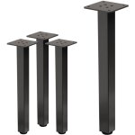 Ml - design - lot de 4 pieds de table i - design 42 cm, gris fonc�, industriel, en acier laqu�, carr�, ...