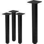 Ml - design - lot de 4 pieds de table i - design 42 cm, noir brillant, en acier laqu�, carr�, profil ...