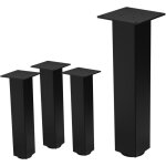 Ml - design - lot de 4 pieds de table i - design 42 cm, noir brillant, en acier laqu� epoxy, carr�, profil ...