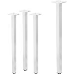 Ml - design lot de 4 pieds de table i - design 72cm, blanc brillant, industriel, acier laqu�, carr�, ...