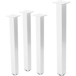 Ml - design lot de 4 pieds de table i - design 90 cm, blanc brillant, en acier laqu� epoxy, carr�, profil ...