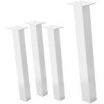 Ml - design - lot de 4 pieds de table inclin�s h72 cm, blanc brillant, en acier laqu� �poxy, profil carr� ...