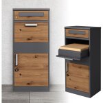 Ml - design bo�te aux lettres pour colis, acier galvanis�, anthracite / brun aspect ch�ne, 50x112x37cm, ...