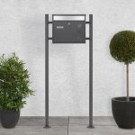 Ecd germany bo�te aux lettres sur pied, anthracite - argent, 36 x 11, 5 x 31, 5 cm, en acier inox, avec ...
