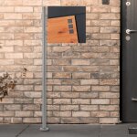 Ecd germany bo�te aux lettres sur pied argent� avec compartiment � journaux, anthracite / aspect bois, ...