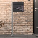 Ecd germany bo�te aux lettres sur pied argent� avec compartiment � journaux, anthracite / triangle noir ...