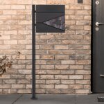 Ecd germany bo�te aux lettres sur pied avec compartiment � journaux, anthracite / triangle noir aspect ...
