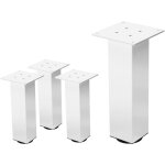 Ml - design - jeu de 4 pieds de table i - design 30 cm, blanc brillant, en acier laqu epoxy, carr, ...