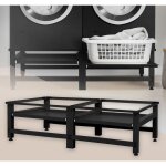 Support double pour machine à laver avec 2 Étagères coulissantes, noir, en acier, jusqu'à 2x 150kg + ... Support double pour machine à laver avec 2 Étagères coulissantes, noir, en acier, jusqu'à 2x 150kg + ...
