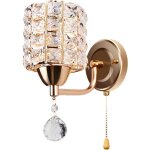 Moderne applique murale en cristal avec interrupteur � tirette, d'or lampe murale chambre � coucher, ...