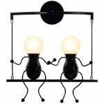 Moderne applique murale simple poup�e de mode balan�oire enfants lampe mur 2 gens fer enfant salon chambre ...