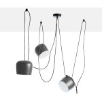 Barcelona led ? suspension moderne 3 lampes e27 en aluminium gris ? abat - jours pivotants �180mm ? tension ...