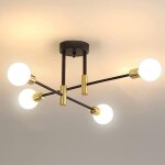Moderne plafonnier industriel vintage, e27 lampe de plafond avec 4 - lumi�res, lustre luminaire en m�tal ...