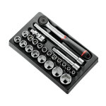 Module 23 pi�ces cliquet douilles 1 / 2' 6 pans m�triques facom mod. s161 - 36pb