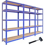 3 x t - rax 90 x 180 x 45 cm bleu entrept compartiments de rangement / abri de jardin / garage en rayonnage ...