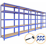5 etag�res rangement en acier - 90 x 45 x 180 cm - t - rax - mdf robuste - am�nagement garage, atelier, ...