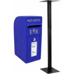 Bo�te aux lettres bleue en fonte avec stand - r�plique bo�te aux lettres royal mail - jusqu'� 200 lettres ...