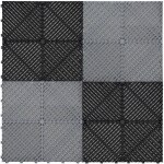 Carrelage de sol ventile modulaire imbriqu & bordures 60 noir & 60 gris garage unique double tapis ...