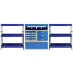 Ensemble 3xrayonnages bleus acier inoxydable(2 etag�res + 1 meuble m�tallique tiroirs]camionette van ...