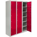 Monstershop lot de 3 casiers de rangement en mtal  6 portes en acier verrouillable rouge et gris ecole ...