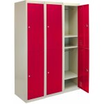 Monstershop lot de 3 casiers de rangement en mtal  2 portes en acier verrouillable rouge et gris ecole ...
