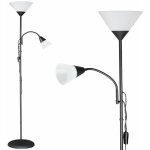 Lampadaire simple avec liseuse 'alissa' noir / blanc hauteur 175 cm lampe orientable sur pied �clairage ...