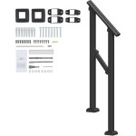 Mophorn 1 - 2 rampes pour marches ext�rieures, kit de rampes d'escalier. tube carr� noir, rampes en acier ...