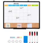 Mophorn 24 x18  calendrier mensuel tableau blanc et tableau en li�ge combo avec cadre en aluminium ? ...