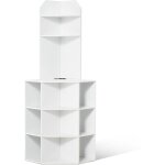 Mophorn - armoire de rangement d'angle haute de 64 po, armoire en bois � 6 niveaux avec ports et prises ...