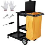 Mophorn chariot de menage professionnel 3 niveaux chariot de nettoyage en pp avec sac et couvercle chariot ...