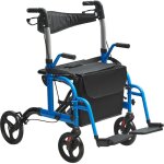 Mophorn - dambulateur et chaise de transport 2 en 1 pour personnes ges, fauteuil roulant pliant avec ...