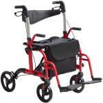 Mophorn dambulateur et chaise de transport 2 en 1 pour personnes ges, fauteuil roulant pliant avec ...