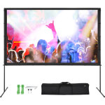 Mophorn �cran de projection avec support, 100 pouces 16:9. 4k 1080 hd pour ext�rieur. sans plis. avec ...