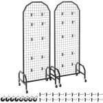 Mophorn grille d?exposition sur pied 2 pi�ces 60x164 cm, panneau en acier carbone, pr�sentoir mobile ...