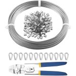 Mophorn - kit de cbles mtalliques en acier inoxydable 304 de 1 / 16' avec pince  sertir, 160 manchons ...